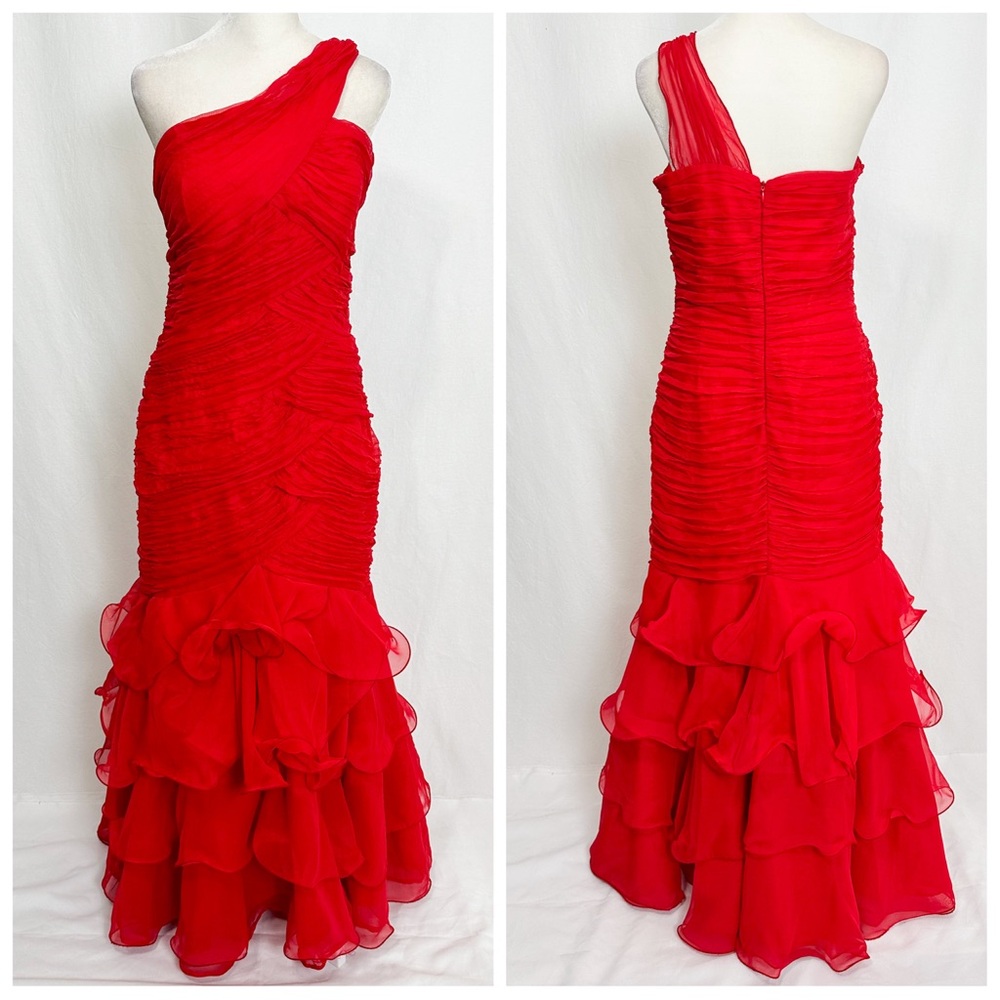 Vintage Y2K one-shoulder Prom dress with ruffle skirt #oldhollywood #glam